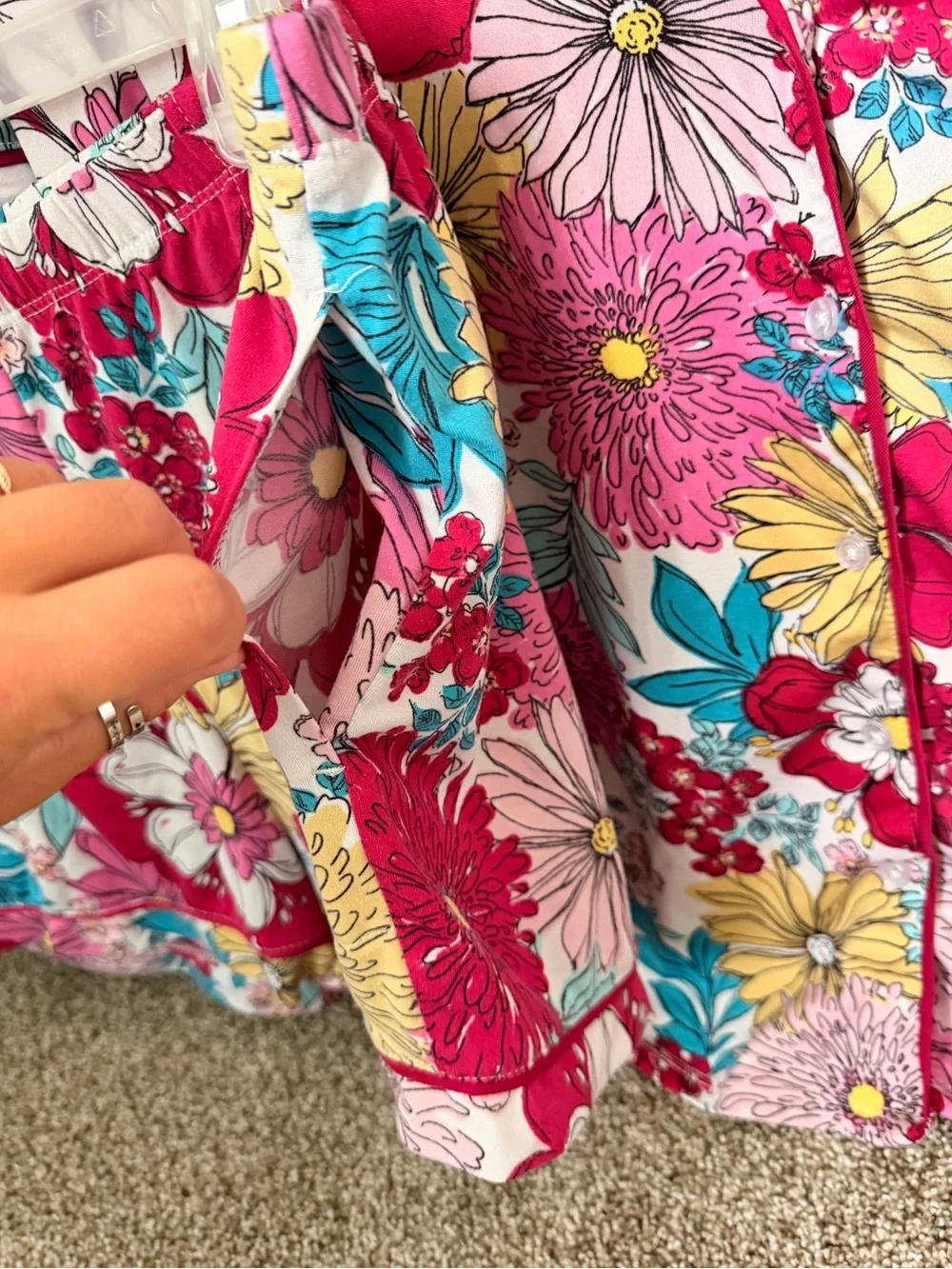 Floral Short Sleeve Button Pajama Set